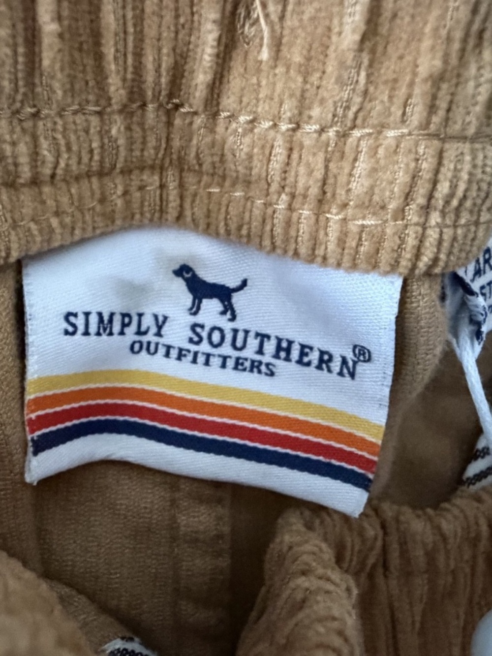 NWT Simply Southern Corduroy Pants Large Tan Camel Slim Straight Leg Pockets - Picture 8 of 13
